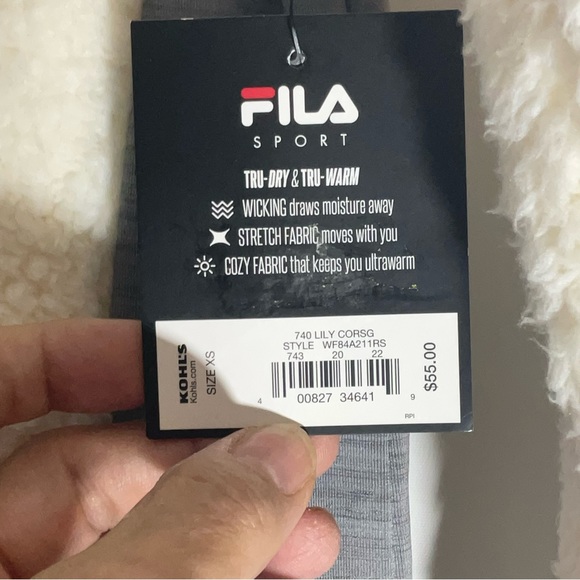 FILA Sport Tru-Dry & Tru-Warm Faux Fur Outer Front Pockets Zip Front Jacket XS - Picture 3 of 15
